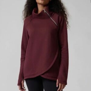 Athleta Maroon Asymmetrical Sweater size XS